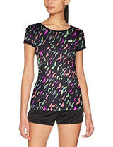 Lotto Womens Ursula V Tee Shirt PL Fitness Tennis Training - Black Print