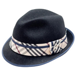 Carlos Santana Wool Felt Soft Trilby Hat Music Note Burberry - Black