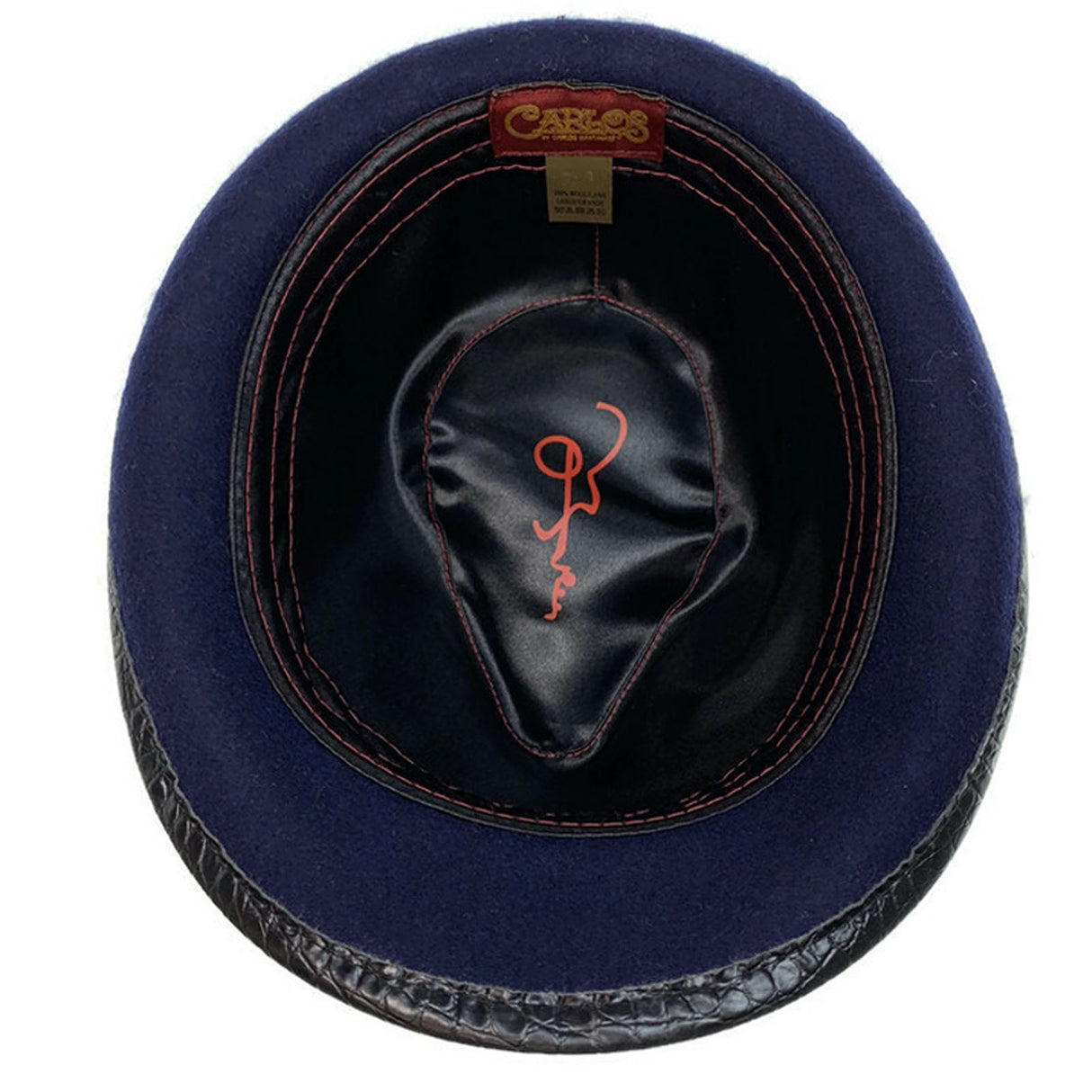 Carlos Santana 100% Wool Felt Soft Trilby Hat Music Note - Navy Blue