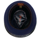 Carlos Santana 100% Wool Felt Soft Trilby Hat Music Note - Navy Blue