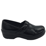 SAVVY Brandy Nursing Shoes Slip On Womens Work Working Hospitality Comfort Soft - Black Crinkle