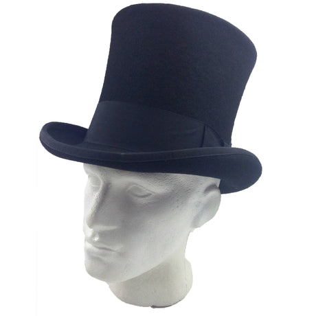 SCALA Mad Hatter Top Hat 100% WOOL Magician Tuxedo Cap Fedora Trilby  MF44 - Black