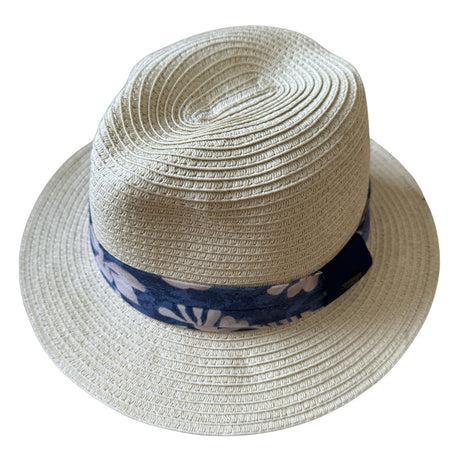 Scala Toyo Straw Hat Panama Fedora Handmade - Beige M-L