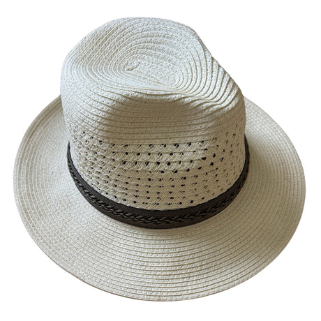 Scala Toyo Straw Hat Panama Fedora Handmade - Beige L-XL