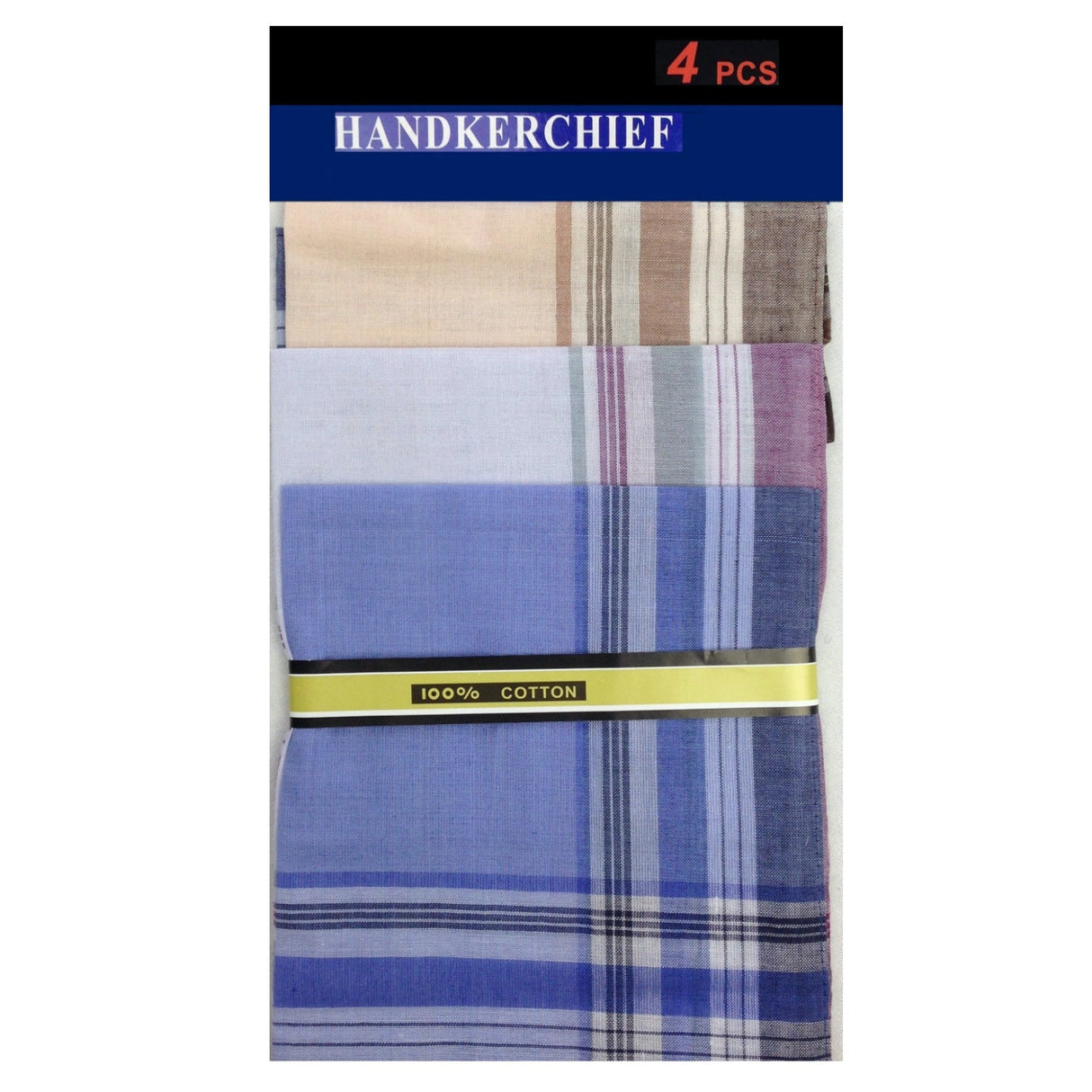 5pc Set Mens Woven Warm Knit Scarf +4 100% Cotton Handkerchiefs Hankies