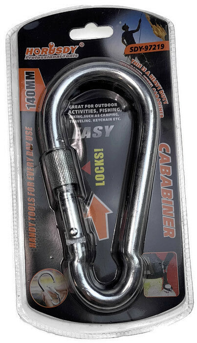 140mm Chromed Steel CARABINER Clip Hook Lockable Mountain Climbing