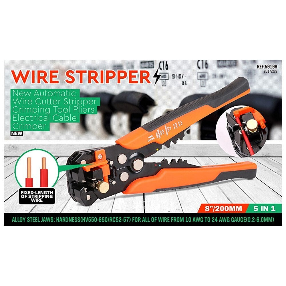 8" Self-adjusting Wire Stripper Cable Crimper Cutter Electrical Terminals Pliers