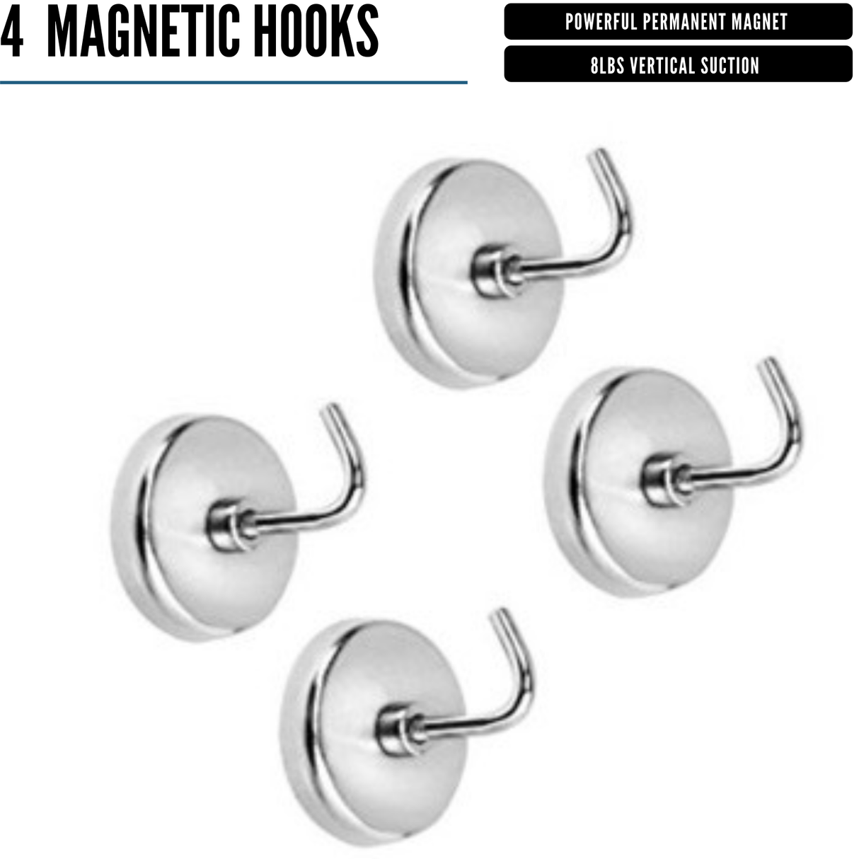 4x Strong Magnetic Hook Hanger Holder Heavy Duty Neodymium 3.7kg