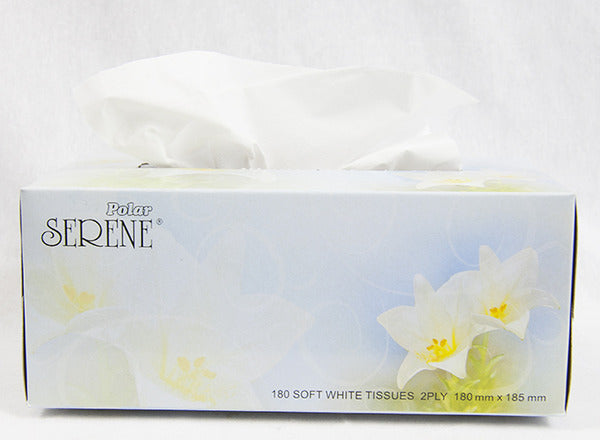 36 Boxes Polar SERENE Facial Tissues 2-Ply Deluxe Extra Soft Bulk 180 Sheets