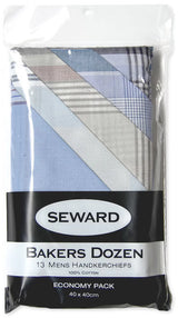 26x SEWARD Mens Handkerchiefs 100% Cotton Everyday Square Hankies Hanky Quality