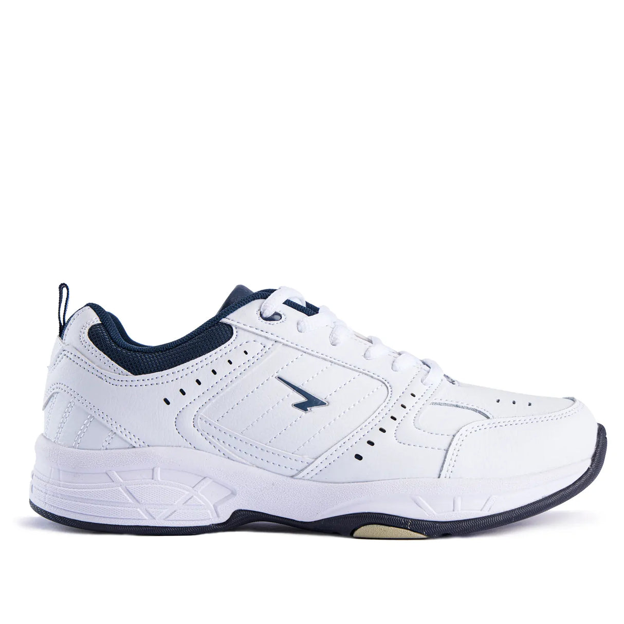 SFIDA Defy Senior Leather Lace Up Cross Trainer Shoes Sneakers in White/Navy