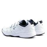 SFIDA Defy Senior Leather V Strap Cross Trainer Shoes Sneakers in White/Navy