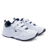 SFIDA Defy Senior Leather V Strap Cross Trainer Shoes Sneakers in White/Navy