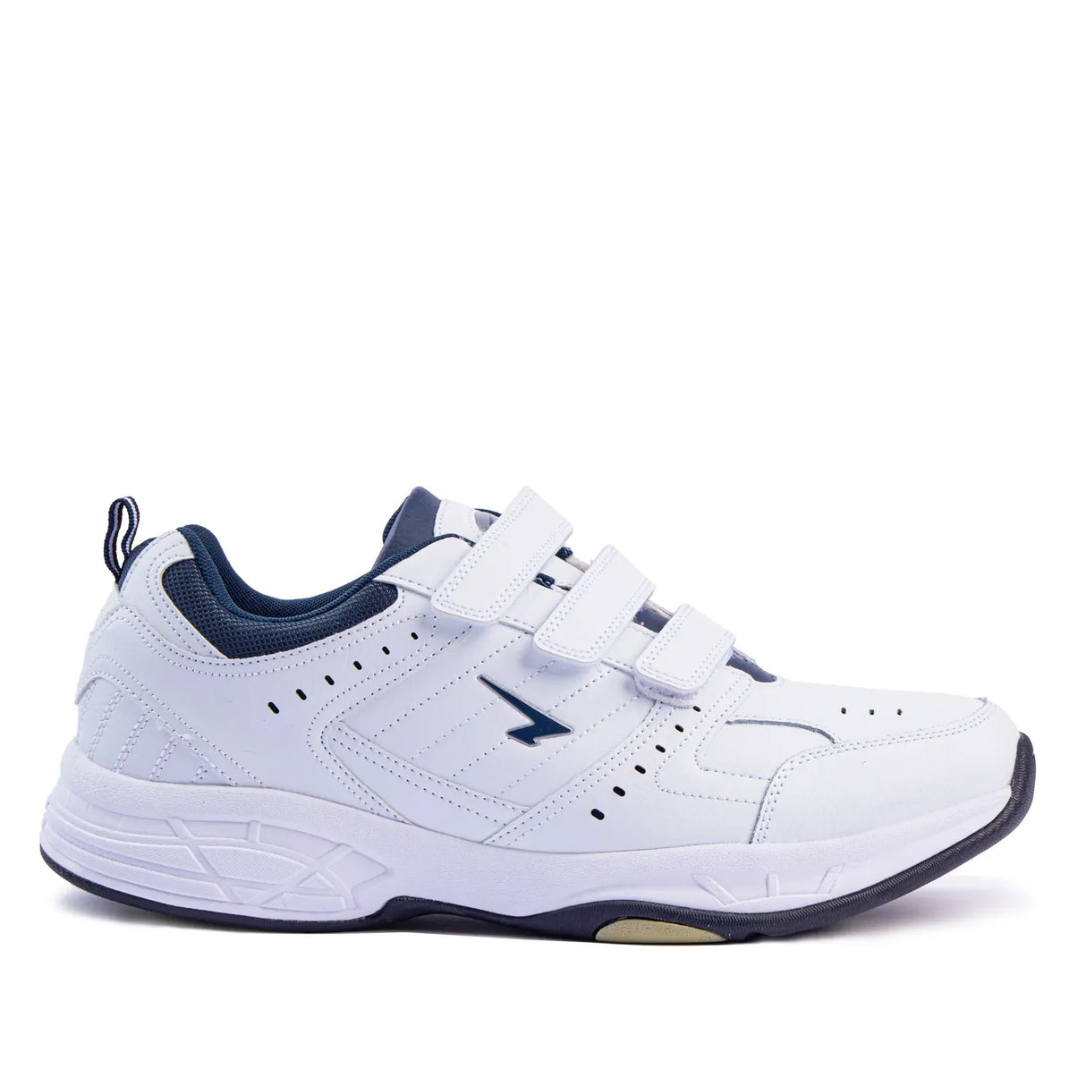 SFIDA Defy Senior Leather V Strap Cross Trainer Shoes Sneakers in White/Navy