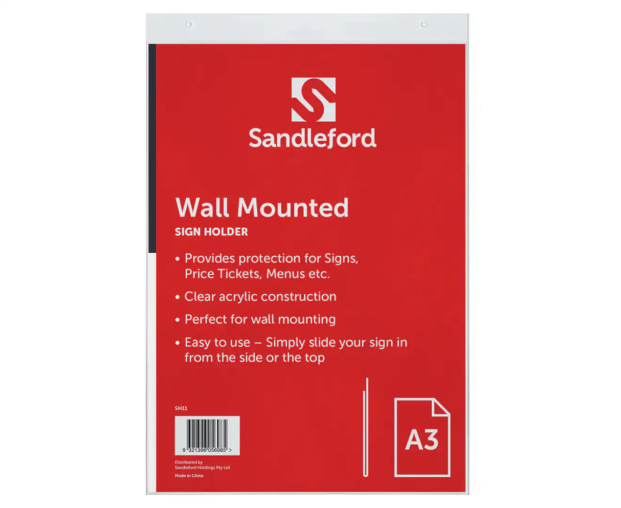 Sandleford A3 Wall-Mounted Sign Holder Portrait W29.8cm x D6cm x H44.5cm