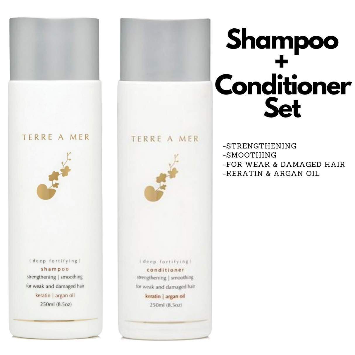 2pcs Set Terre A Mer Deep Fortifying Keratin Hair Shampoo + Conditioner Strengthening Smoothing 250ml