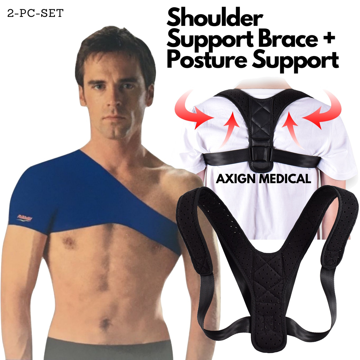 Shoulder Support Brace + Medical Posture Back Support Brace Corrector Strap