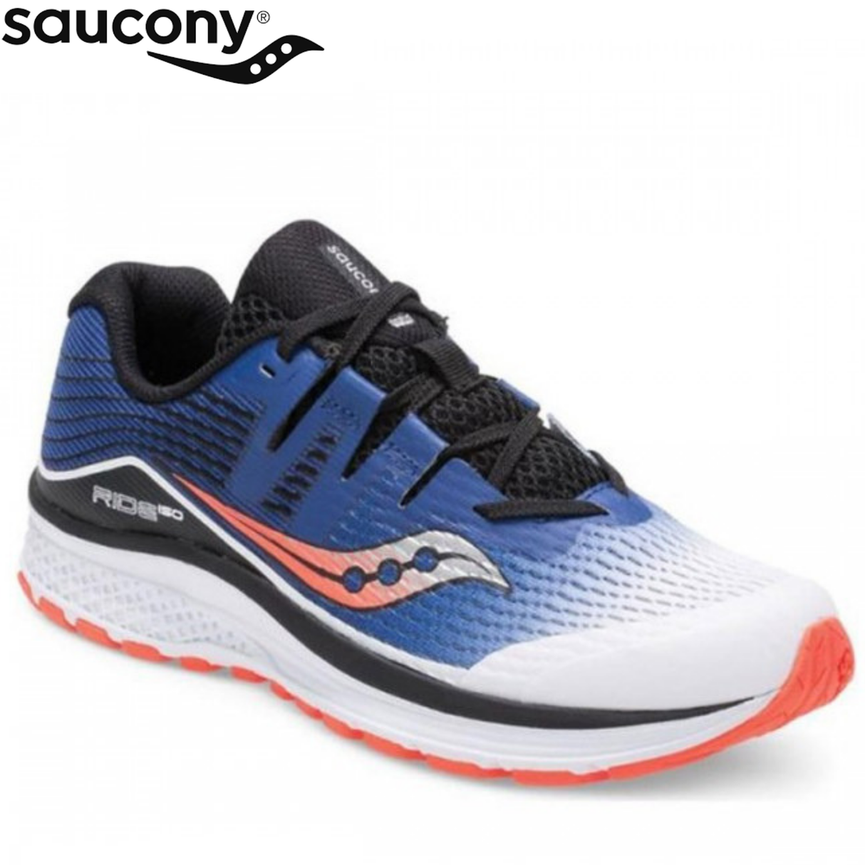 Saucony Boys Youth S-Ride ISO Sneakers Runners Shoes - White/Blue/Vizi Red