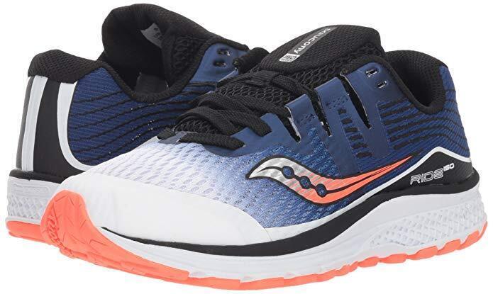 Saucony Boys Youth S-Ride ISO Sneakers Runners Shoes - White/Blue/Vizi Red