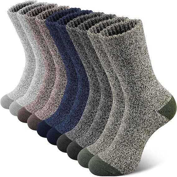 6 Pairs Heavy Duty Wool Blend Work Socks Extra Thick Cushion in Assorted Colours