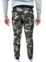 Mens Camouflage Track Pants Fleece Lined Jogger Camo Sweatpants Trackies - Green