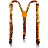 Mens Suspenders Braces Adjustable Strong Clip On Elastic Formal Wedding Slim - Orange (Sequin)