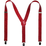 Mens Suspenders Braces Adjustable Strong Clip On Elastic Formal Wedding Slim - Red (Glitter)