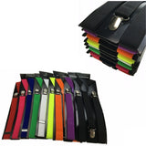 Mens Suspenders Braces Adjustable Strong Clip On Elastic Formal Wedding Slim - Rainbow