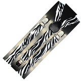 Mens Suspenders Braces Adjustable Strong Clip On Elastic Formal Wedding Slim - Zebra