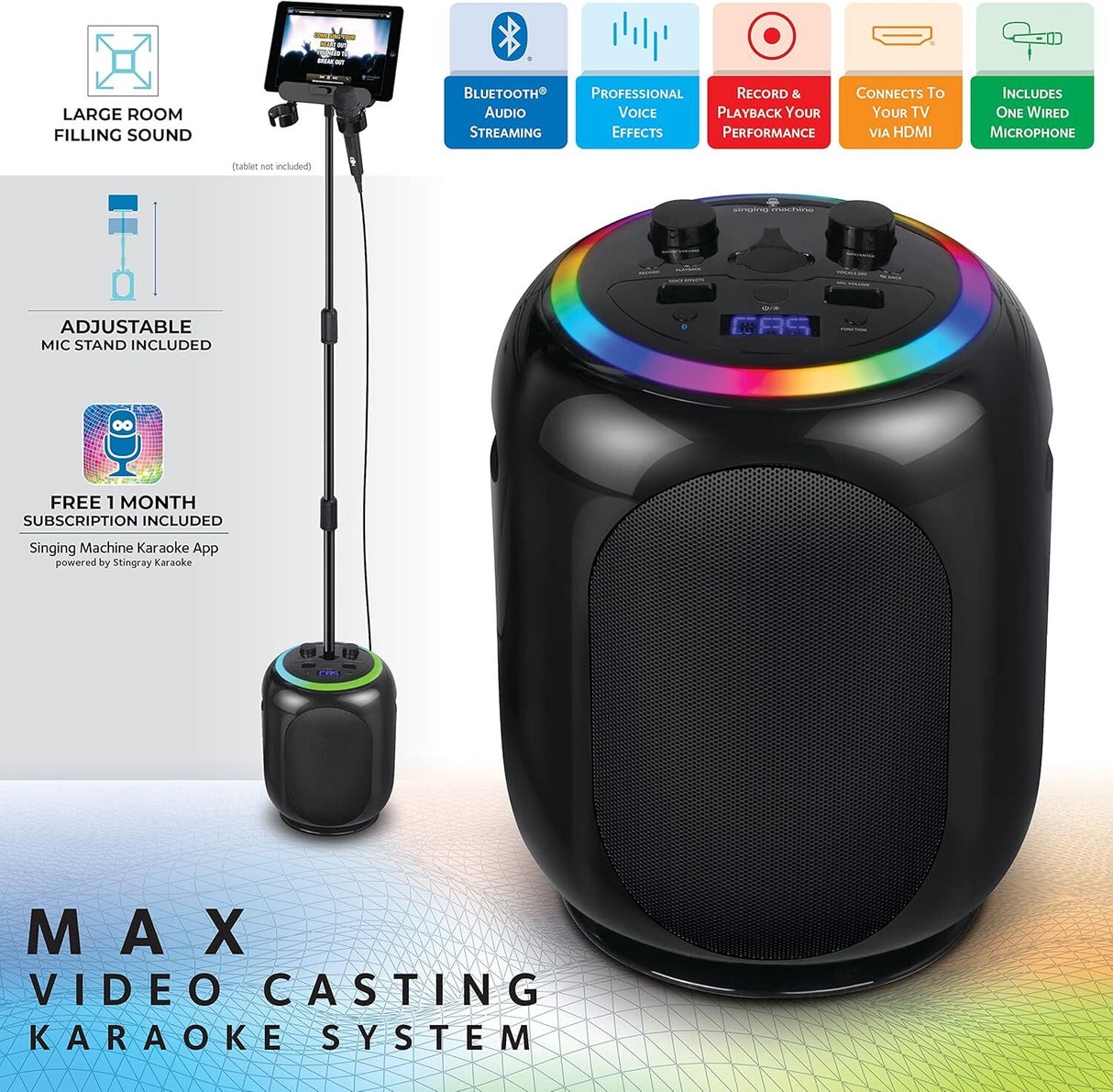 Singing Machine Singcast Max Karaoke System Bluetooth Speaker Portable SMC2035