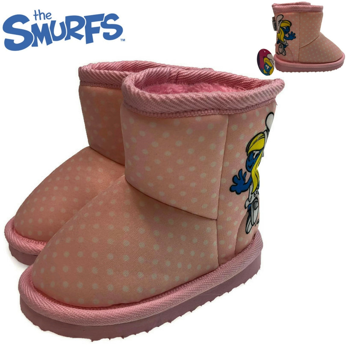 THE SMURFS Kids Childrens UGG Boots Shoes Warm Winter Official Licensed