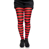 Womens Ladies Footless Tights Stockings Pantyhose Leg Hosiery - Red/Black Stripe