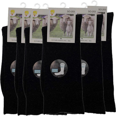 Merino Wool Mens Loose Top Thermal Socks Diabetic Comfort Circulation - 6 Pairs - Grey