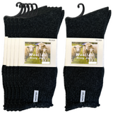 12 Pairs Premium Mens Wool Heavy Duty Thick Work Socks Cushion Woolen - Black