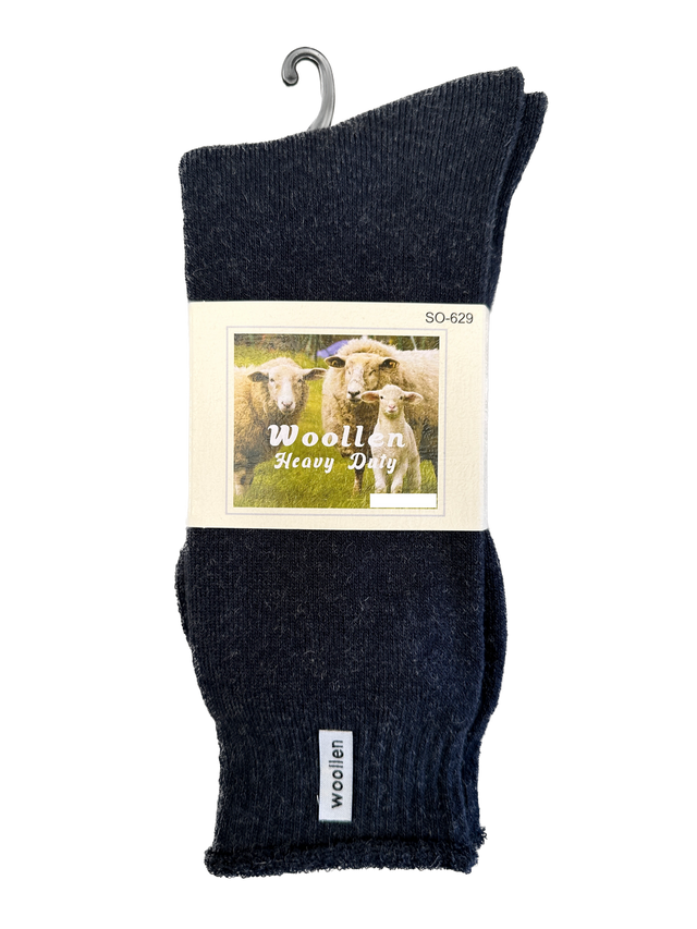 1 Pair Premium Mens Wool Heavy Duty Thick Work Socks Cushion Woolen - Navy