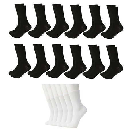 12 Pairs Bamboo Socks Unisex Premium Fiber Sock Super Soft Crew - Black