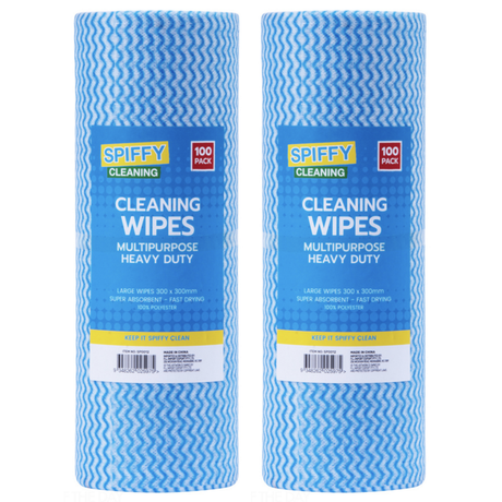 2 x Spiffy Cleaning Wipes Multipurpose Chux 100pk