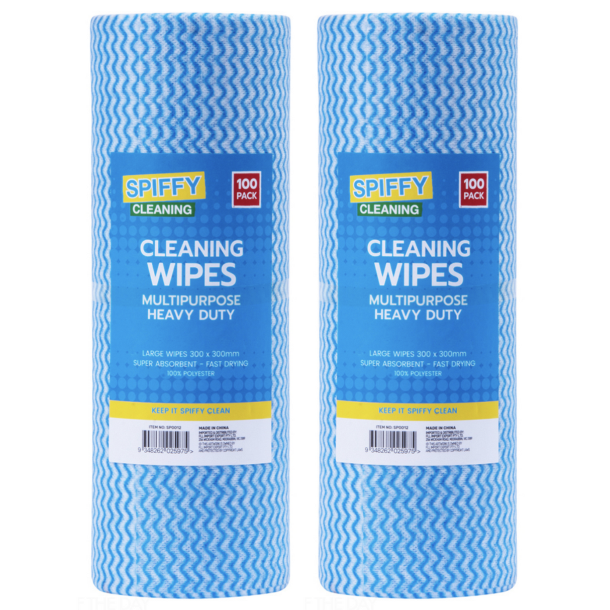 2 x Spiffy Cleaning Wipes Multipurpose Chux 100pk