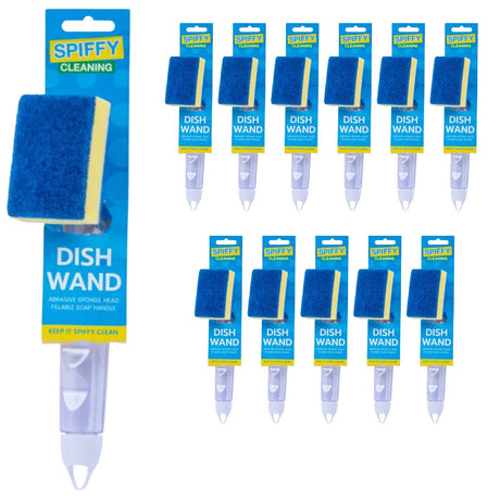 12x Spiffy Dish Wand w Fillable Soap Handle Bulk