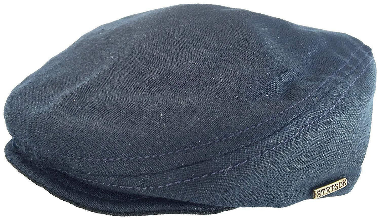 Stetson Mens Made in USA Dublin Flat Cap Ivy Golf Silk Linen - Navy