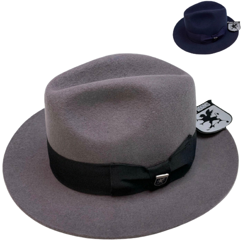 STACY ADAMS 100% Wool Felt Hat Warm Winter Fedora Trilby Style w Brim - Grey