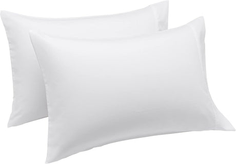 2x Premium 100% Cotton Pillow with Cover Filled Durable Soft Standard - 48x74cm