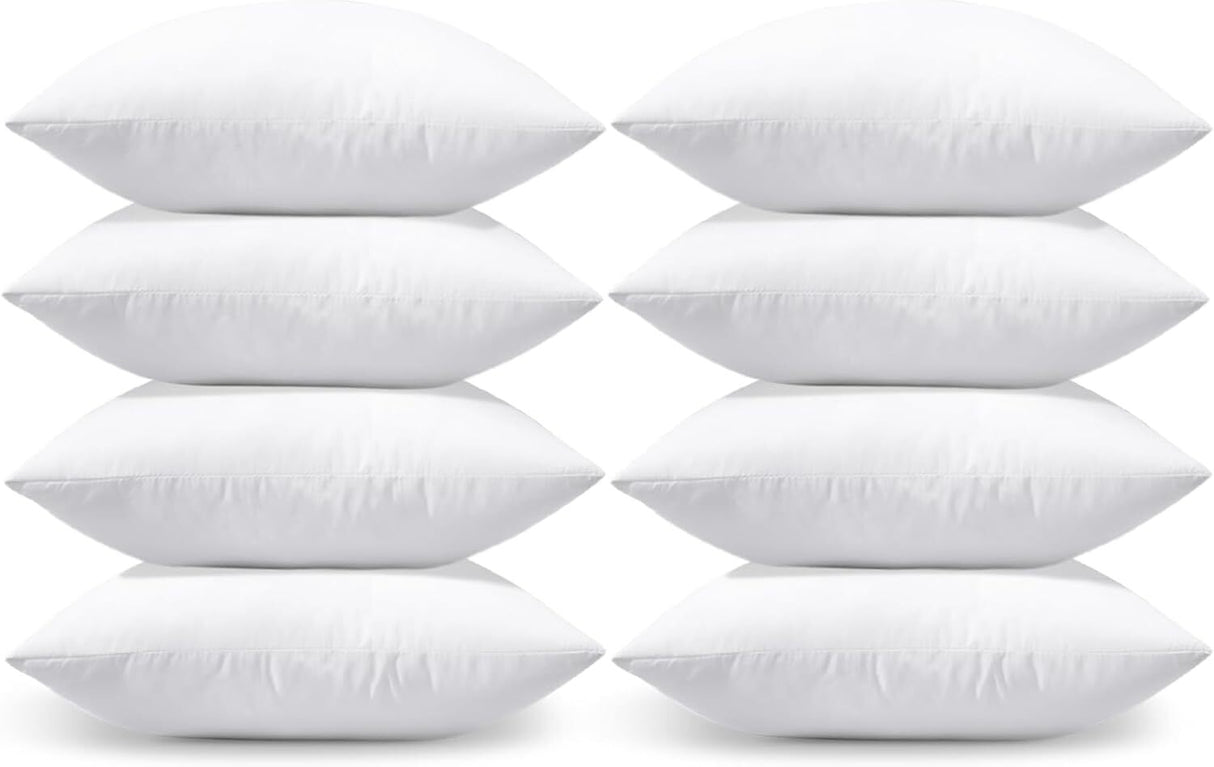 8x Premium 100% Cotton Pillow with Cover Filled Durable Soft Standard - 48x74cm