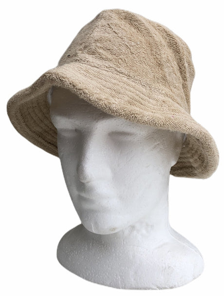 Stingy Brim Terry Towelling Bucket Hat Daggy Fishing Camping Lad Cap 100% COTTON - Khaki