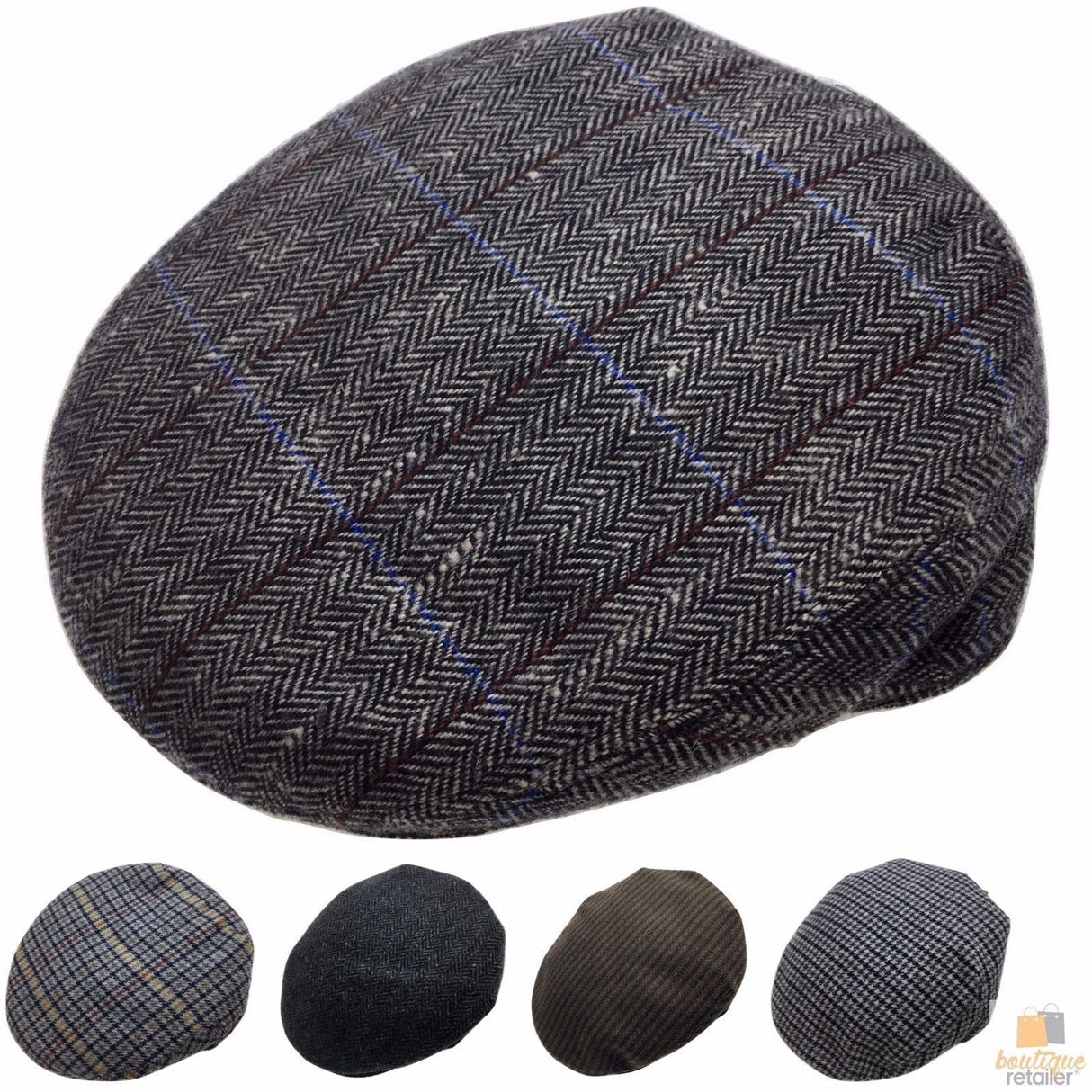 STRATFORD English Tweed Country Flat Cap Mens Driving Hat Wool Classic 2248