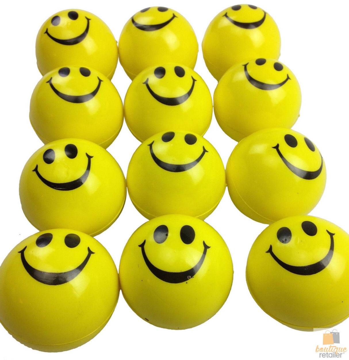 12x YELLOW STRESS BALLS Hand Relief Squeeze Toy Reliever Antistress Soft Smiley