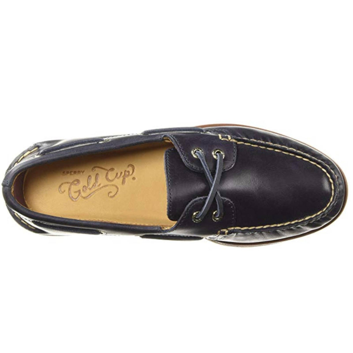 Sperry Mens Gold Cup A/O 2 Eye Leather Boat Shoes Top Sider Orleans - Navy/Gum