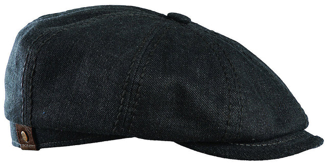 Stetson Mens Heavy Stitch Hatteras Flat Cap Ivy Golf Wool Linen - Black