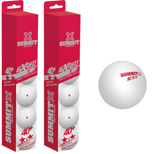 12x Table Tennis Balls 40+ Ping Pong Game Non-Celluloid - 2 Star Red Dot