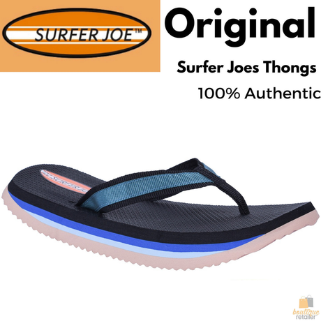 ORIGINAL SURFER JOE Thongs Flip Flops Mens Sandals Shoes Comfortable Slippers - Blue